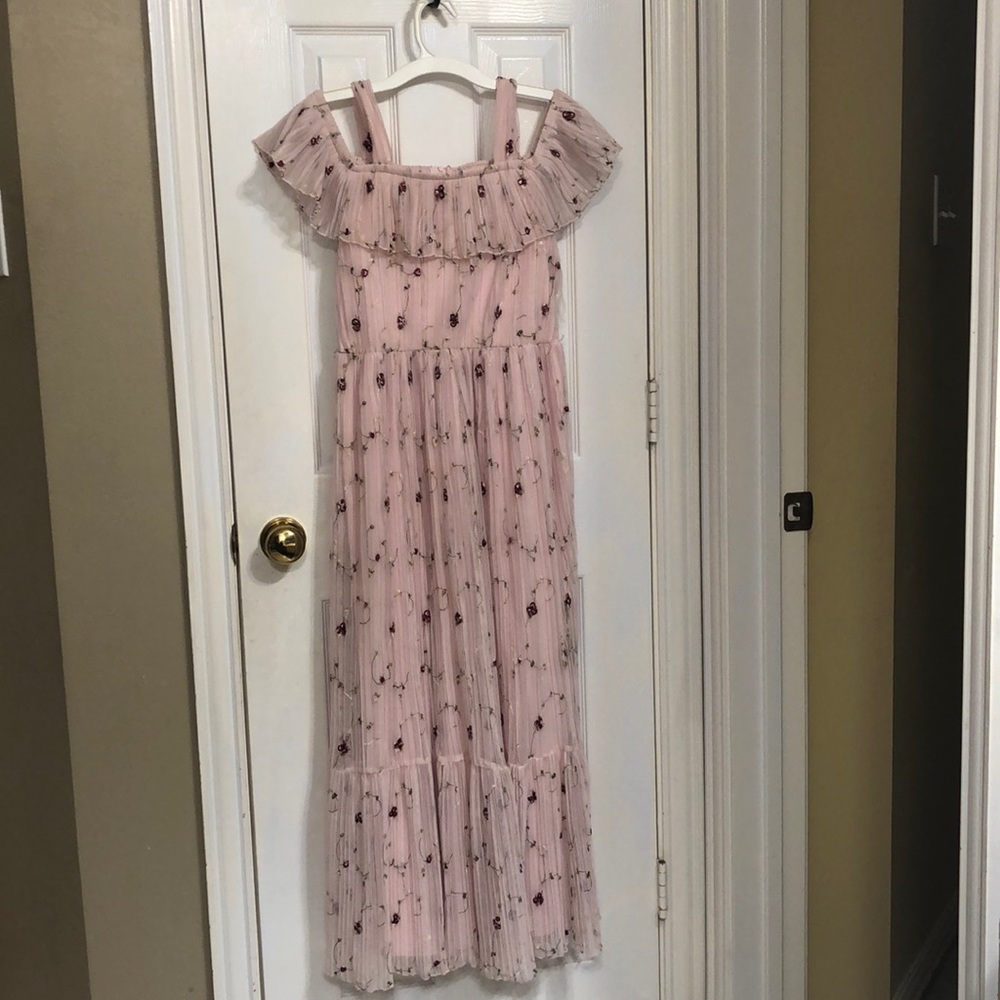 Pink embroidered long dress